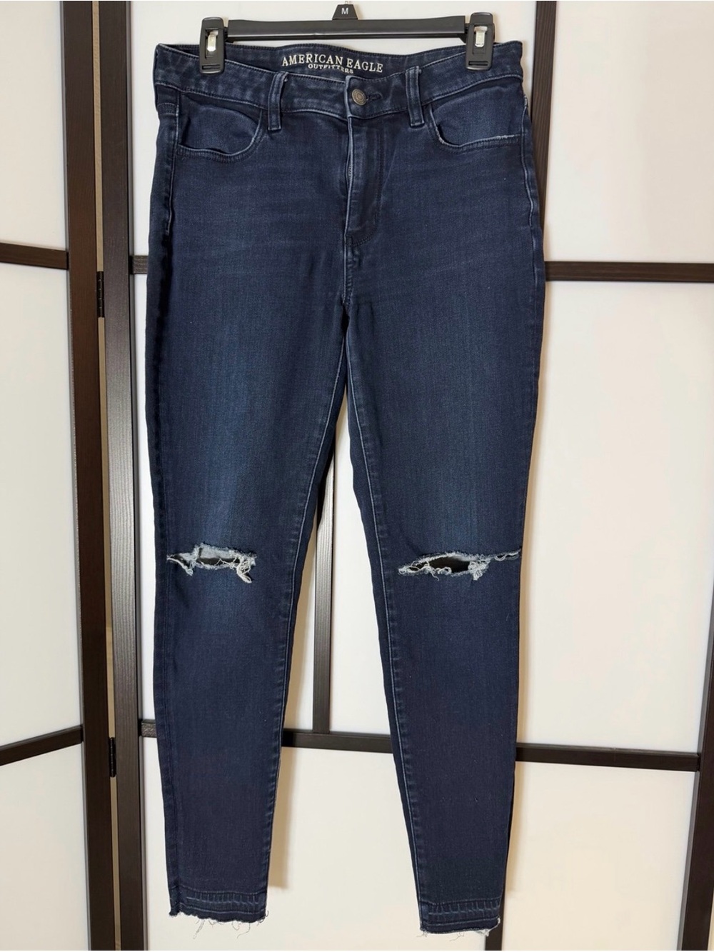 American Eagle Outfitters Navy Distressed Skinny Jeans